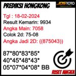 Prediksi Togel Jostoto Hongkongpools 18 Februari 2024