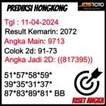 Prediksi Togel Jostoto Hongkongpools 11 April 2024