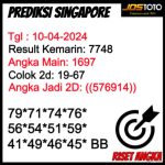 Prediksi Togel Jostoto Singapore 10 April 2024