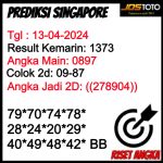 Prediksi Togel Jostoto Singapore 13 April 2024