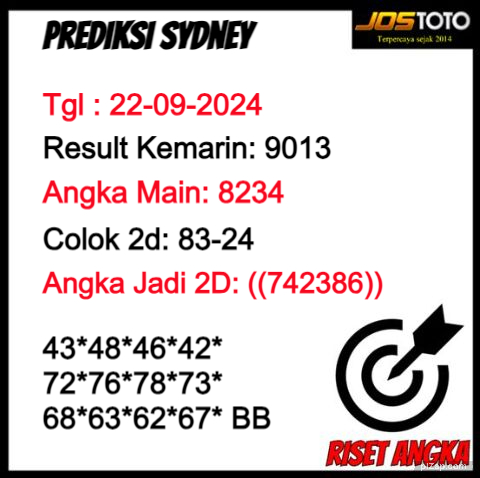 PREDIKSI TOGEL SYDNEY JOSTOTO